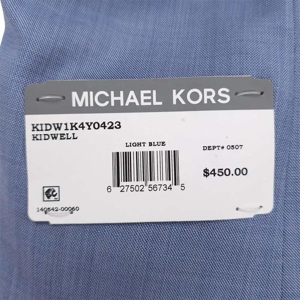 Michael Kors Mens Classic Fit 2 Piece Suit 42L 34x32 Light Blue Stretch Wool NWT